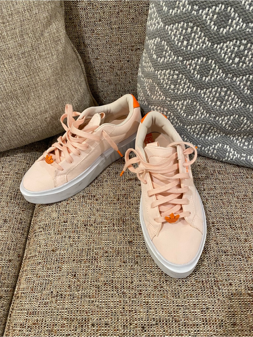 adidas Light Pink Sneakers with Orange Accents